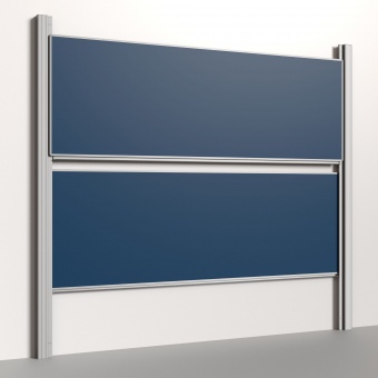 Pylonentafel, 300x100 cm, 2-flächig, höhenverstellbar, Stahlemaille blau 